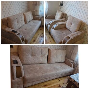 купить массажную кровать серагем бу: İşlənmiş, Divan, 2 kreslo, Bazalı, Açılan