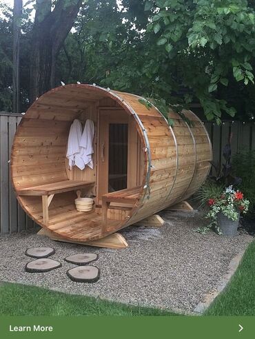 Yelləncəklər: Açıq havada istifadəyə uyğun “barrel” tipli ağac sauna - Forma