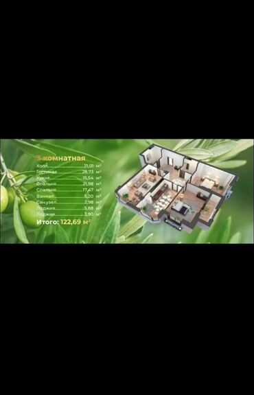 авангарт: 3 комнаты, 122 м², Элитка, 6 этаж, ПСО (под самоотделку)