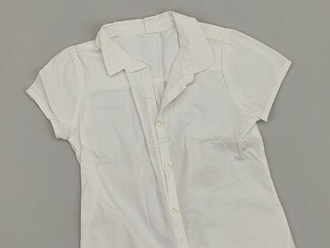 koszule krótki rękaw: Koszula 7 lat, stan - Bardzo dobry, wzór - Jednolity kolor, kolor - Biały