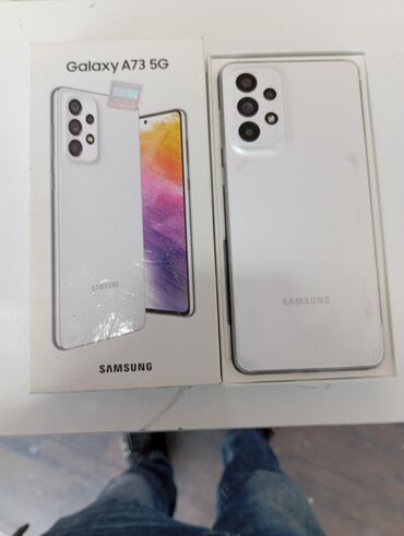 Samsung: Samsung Galaxy A73, 128 GB, rəng - Ağ, Düyməli, Barmaq izi, İki sim kartlı