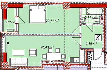 жк кристалл: 2 комнаты, 60 м², Асанбай мкр Элитка, 6 этаж, ПСО (под самоотделку) — 4