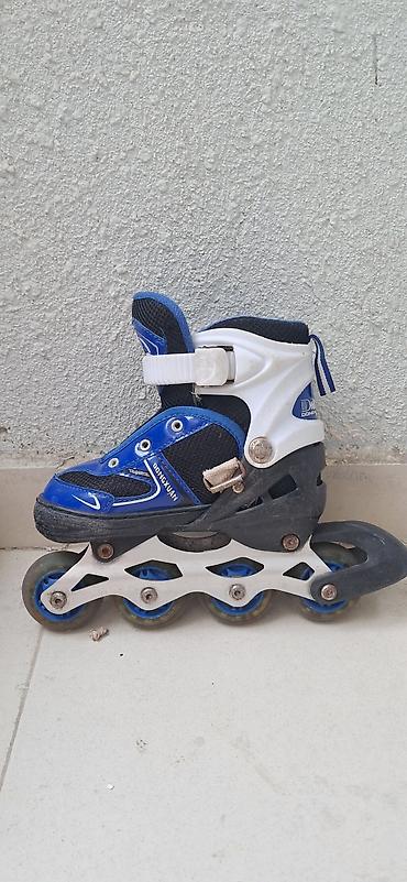 İdman və istirahət: Uşaq üçün tənzimlənən inlayn konki (roller) - Rəng: mavi-ağ-qara - — 3