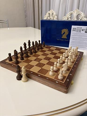 Şahmatlar: Gold Knight Chess Set – taxta şahmat dəsti 39*39 am - Material — 3