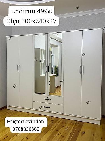 qapi demir qapi seyf qapi: Ağ rəngli 6 qapılı paltar dolabı - Ölçü: 200x240x47 sm — 1