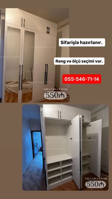 Dolablar: Yeni, 4 qapılı Düz dolab, Şifonyer