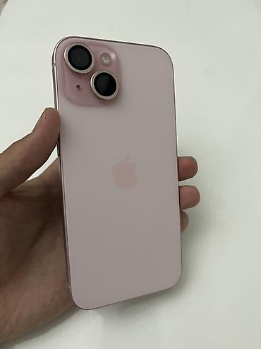 IPhone 15, Б/у, 128 ГБ, Розовый, Защитное стекло, Зарядное устройство, 86 %