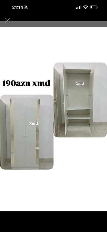 İkiqapılı paltar dolabı - Rəng: ağ, qızılı dekor zolaqları ilə - lalafo.az -da İkiqapılı paltar dolabı - Rəng: ağ, qızılı dekor zolaqları ilə -