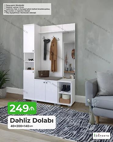 Dolablar: Dəhliz dolabı – 40×200×140 sm Ağ rəngdə, çoxfunksiyalı dəhliz — 1