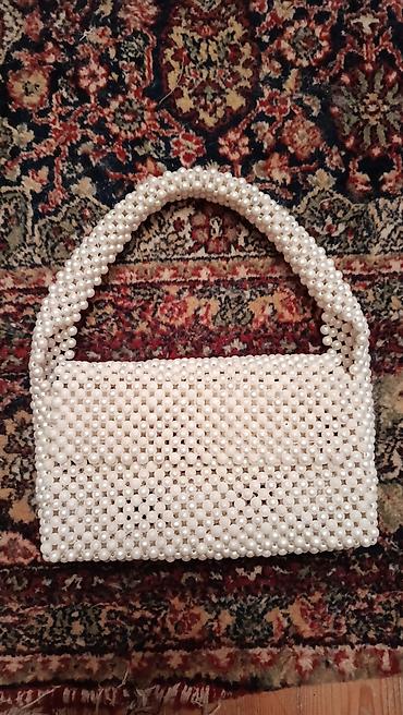 Çantalar: Mirvari fakturalı əl işi çanta - Material: Süni mirvari boncuklardan — 2