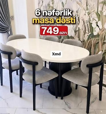 komputer stolu tap az: 6 nəfərlik masa dəsti - Dəst: oval formalı masa + 6 ədəd stul - Masa — 1