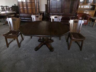 Setovi stolova i stolica: Trpezarijski set – masivni hrastov sto sa 4 stolice - Materijal: pun — 2