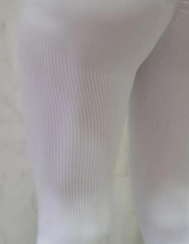 Helanke, biciklistički šortsevi: Ženske bele rebraste helanke – visok struk - Model: bešavne helanke — 9