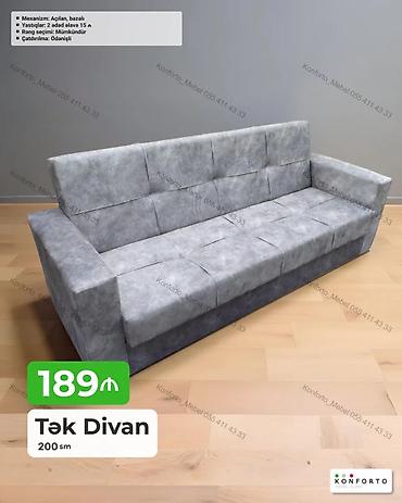 Диваны: Tək divan – 200 sm - Mexanizm: Açılan, bazalı (yataq funksiyası və — 1