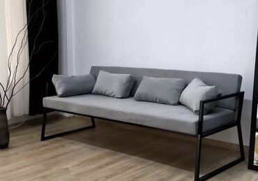 диваны лофт: Прямой диван, цвет - Серый, Б/у
