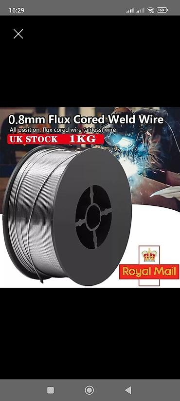 məftil: Məhsul: Flux dolduruculu qaynaq məftili (airless) - Çapı: 0.8 mm - — 1