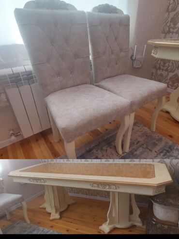 Digər mebel: Qonaq otağı üçün, İşlənmiş, Oval masa, 6 stul