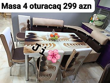 metbex dekorlari: Mətbəx üçün şık masa–stul dəsti. Xüsusiyyətlər: - 1 masa + 4 oturacaq — 1