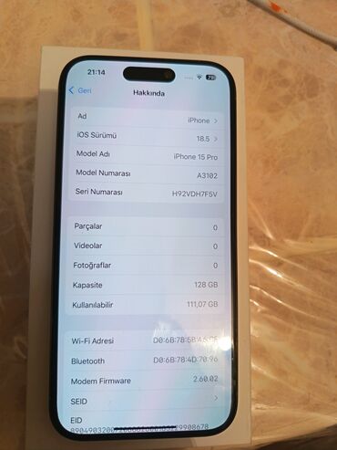 tecno camon 30 pro qiymeti: IPhone 15 Pro, 128 GB, Natural Titanium, Zəmanət, Barmaq izi, Face ID