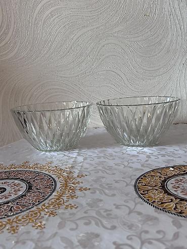 şüşe qab: Şüşə salat qabları — 2 ədəd dəst - Material: şəffaf, qalın şüşə - — 1