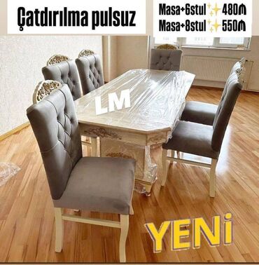 жидкий акрил: Möhtəşəm DƏVƏTAC masa dəsti Yüksək keyfiyyətlə Qiymət : Masa 2x1 +6