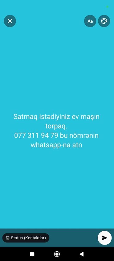 Paltar tikişi: Xidmət: Satmaq istədiyiniz əmlak və nəqliyyat vasitələrinin