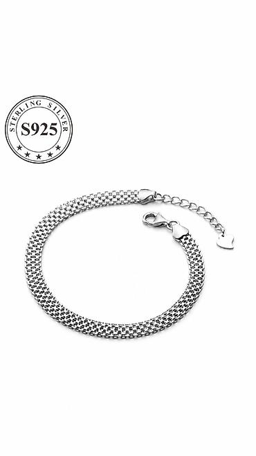Aksesuarlar: S925 Sterlinq Gümüş Bilərzik 🎁 Qablaşdırma hədiyyə - Material: 925 — 9