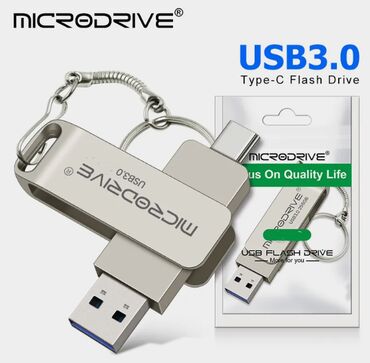 кабель usb зарядки: Usb flash kart 3.0 iki terefli hem USB hemde Type-C 128gb