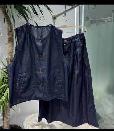 джинсовые костюмы: Костюм с юбкой, Модель юбки: Тюльпан, Макси, Жилет, Китай, 3XL (EU 46)