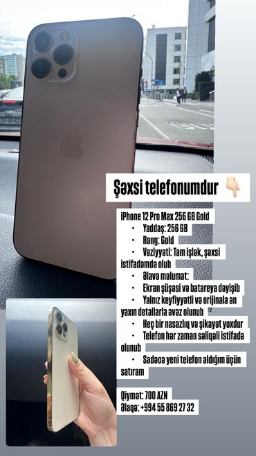 ayfon telefonu: IPhone 12 Pro Max, 256 GB