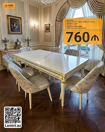 Mebel: LA MINİ Masa Dəsti - Tip: Açılan mexanizmlə masa + 6 ədəd stul - — 1