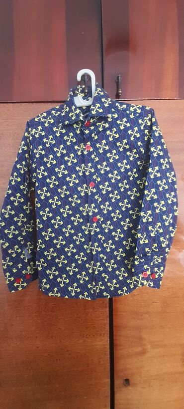 надом пиджак: Детский топ, рубашка, цвет - Синий, Б/у
