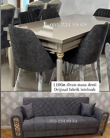 divan ustu: Divan–masa dəsti - Komplekt: 1 ədəd geniş yemək masası + 6 ədəd — 1