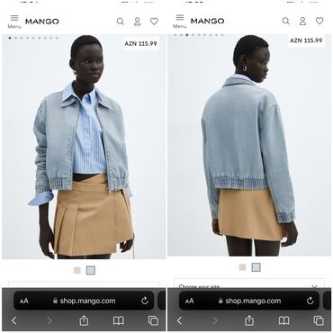 купить кожаную куртку в баку: Женская куртка Mango, L (EU 40), цвет - Голубой