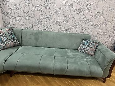 Divanlar: Mint-yaşıl rəngdə künc divan - Forma: L-şəkilli künc divan, modullu — 2