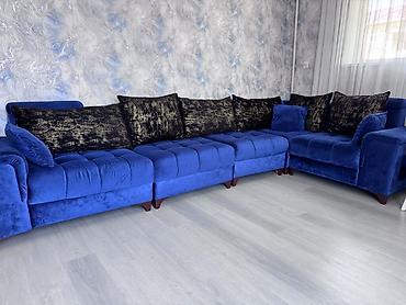Divan və kreslo dəstləri: Mavi məxməri künc divan dəsti - Rəng: parlaq kobalt-mavi - Material — 4