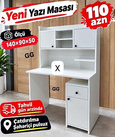 Yeni yazı masası - Ölçü: 140×90×50 sm - Rəng: ağ - Yuxarı hissədə 2 lalafo.az -da Yeni yazı masası - Ölçü: 140×90×50 sm - Rəng: ağ - Yuxarı hissədə 2