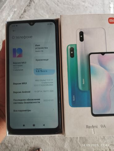 ящик для телефонов: Redmi, Redmi 9A, Колдонулган, 32 ГБ, түсү - Кара, 2 SIM