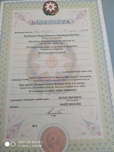 Tikintii sirketi satilir.Dovriyyesi var,lisenziyasi var,senedleri tam