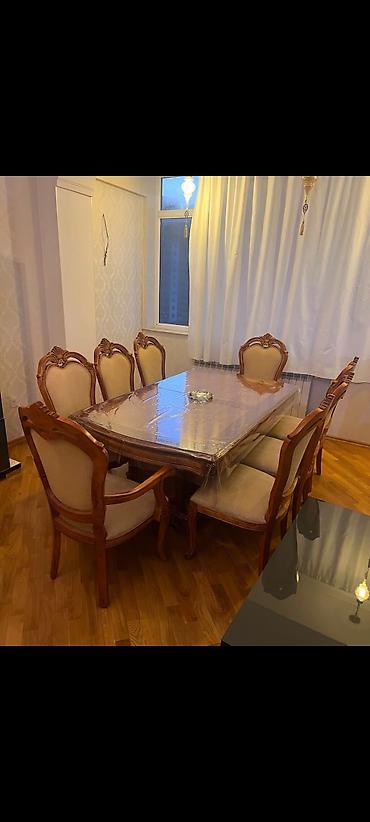 Qonaq otağı üçün, İşlənmiş, Dördbucaq masa, 8 stul