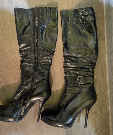 Çəkmələr: Qadın dəri çəkmə! – Calipso Vivace - Rəng: qara, parlaq fakturalı. - — 8