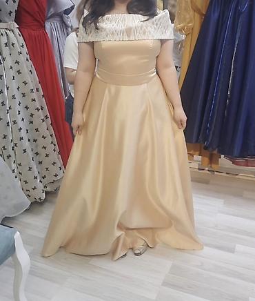 21k qizil: Qızılı rəngdə ziyafət/gecə libası - Model: çiyinlər açıq — 2