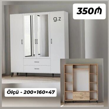 Çarpayılar: Yeni, 4 qapılı Düz dolab, Şifonyer