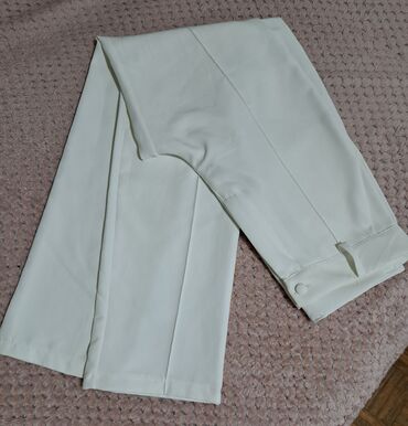 duboke elegantne zenske pantalone: S (EU 36), Visok struk, Ravne nogavice