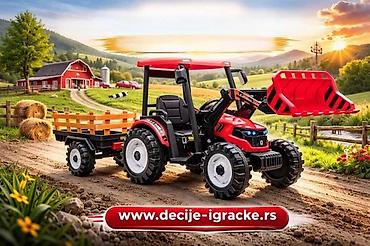 autobus igracka za decu: Dečiji električni traktor sa prikolicom i utovarivačem – Premium — 2
