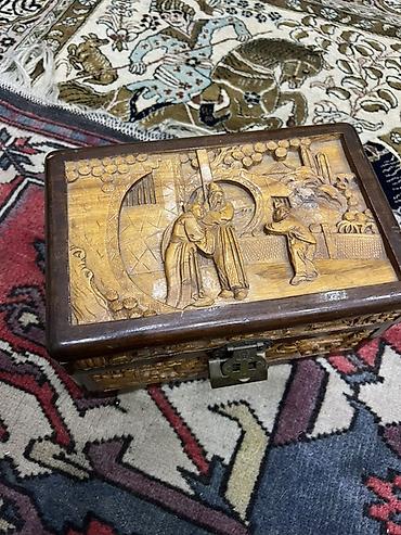 dekor evler: Oyma naxışlı taxta qutu - Material: sərt ağac (əl oyma) - Üslub — 2