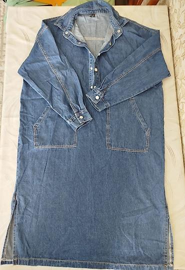 Повседневное платье, Длинная модель, Джинс, Платье-рубашка, L, XL, 2XL