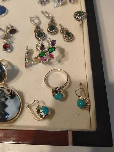 Серебряные наборы украшений: Серебро!!! Комплекты с натуральными камнями. Комплект с белым — 4