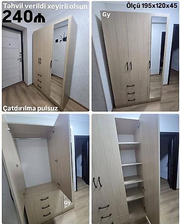 Dolablar: Dolab – 3 qapılı, güzgülü model - Ölçü: 195 x 120 x 45 sm - Material — 1