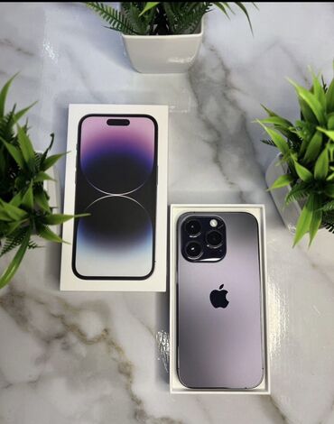 Apple iPhone: IPhone 14 Pro, Б/у, 256 ГБ, Deep Purple, Чехол, Кабель, Коробка, 84 %